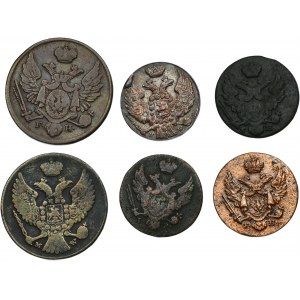 Set, Kingdom of Poland, 1 groschen and 3 groschen (6 pcs.)