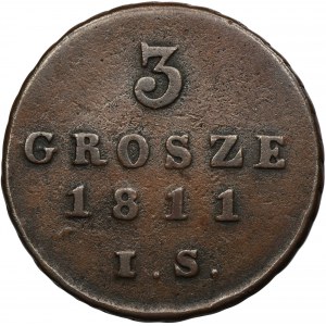 Varšavské knížectví, 3 grosze Warsaw 1811 IS