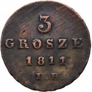 Varšavské knížectví, 3 Grosze Warsaw 1811 IB