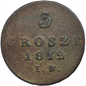 Varšavské knížectví, 3 grosze Warsaw 1812 IB