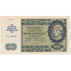 500 zl. 1940 - B - pamětní otisk -