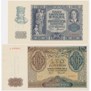 Sada, 20-100 zlatých 1940-41 - pamätné výtlačky (2 ks).