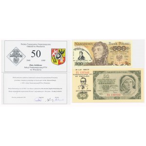 Set, 50-500 gold 1948-82 - commemorative prints (2 pieces).