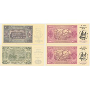 Zestaw, 20-100 złotych 1948 - nadruki okolicznościowe (4 szt.)