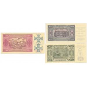 Sada, 20-100 zlatých 1948 - pamětní tisky (3 ks)