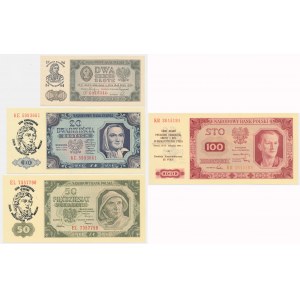 Zestaw, 2-100 złotych 1948 - nadruki okolicznościowe (4 szt.)