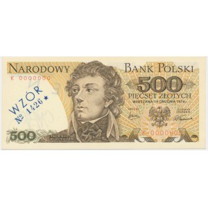500 złotych 1974 - WZÓR - K 0000000 - No.1426 -