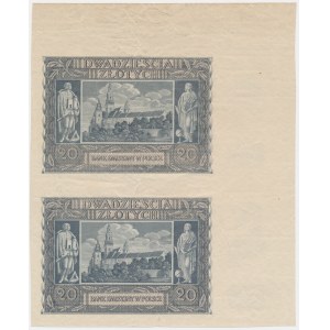 Fragment of sheet of 20 gold 1940 - without series and numerator - (2 pieces).