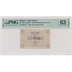 50 Pfennig 1940 - red serial number - PMG 63
