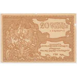 Poľská vojenská pokladnica, 20 zlotých = 3 ruble 1916