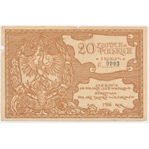 Polská vojenská pokladna, 20 zlotých = 3 rubly 1916