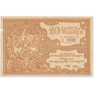Polish Military Treasury, 20 zlotys = 3 rubles 1916