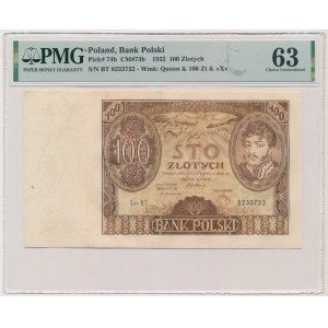 100 złotych 1932 - Ser. BT. - zw. +X+ - PMG 63