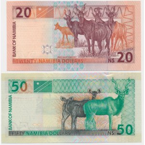 Namibie, sada 20-50 dolarů 2002-03 (2 kusy).