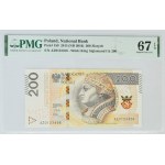 200 PLN 2015 - AZ 0123456 - PMG 67 EPQ - zvyšující se číslo