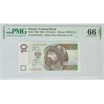 10 złotych 2016 - BT 7654321 - PMG 66 EPQ - numer malejący