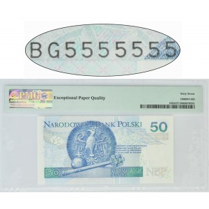 50 złotych 2017 - BG 5555555 - PMG 67 EPQ - SOLID