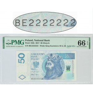 50 złotych 2017 - BE 2222222 - PMG 66 EPQ - SOLID