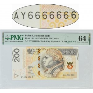 200 zloty 2015 - AY 6666666 - PMG 64 EPQ - SOLID