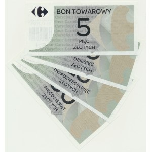 PWPW, set of Carrefour 5-50 zloty vouchers (4 pieces).