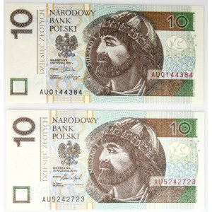 10 złotych 2012 i 2016 - AU - - seria przejściowa