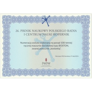 PWPW, certifikát z vedeckého pikniku Poľského rozhlasu 2023