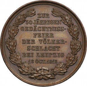 Nemecko, Sasko-Weimarské kniežatstvo, medaila pri príležitosti 50. výročia bitky pri Lipsku 1863