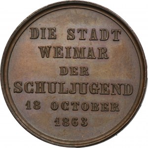 Nemecko, Sasko-Weimarské kniežatstvo, medaila pri príležitosti 50. výročia bitky pri Lipsku 1863