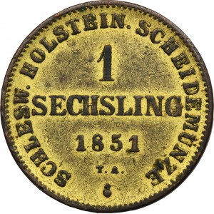 Denmark, Duchy of Schleswig and Holstein, 1 Sechsling Altona 1851 TA