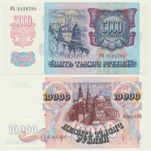 Rusko, sada 5 000-10 000 rublů 1992 (2 kusy).