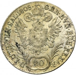 Rakousko, Francis II, 20 Krajcars Kremnica 1805 B