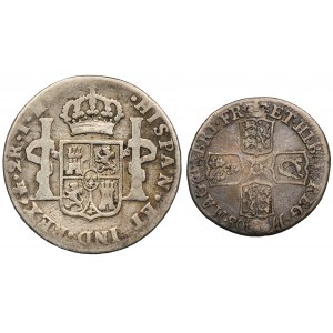 Sada, Bolívie a Velká Británie, Ferdinand VII a Anna, 2 realy a 6 pencí (2 kusy).