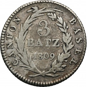 Švajčiarsko, kantón Bazilej, 3 Batzens Basel 1809