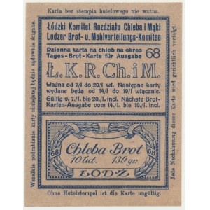 Lodz, bread food card 1917 - 68 - disposable -.