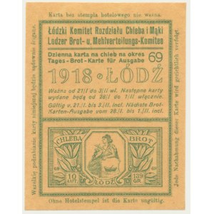 Lodž, potravinový lístok na chlieb 1917 - 69 - jednorazový -
