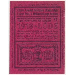 Łódź, kartka żywnościowa na chleb 1917 - 71 - jednorazowa -