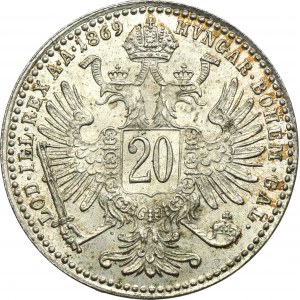 Rakúsko, František Jozef I., 20 Krajcars Viedeň 1869