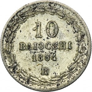 Papal States, Vatican, Pius IX, 10 Baiocchi Rome 1864 R