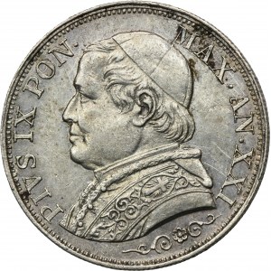 Cirkevný štát, Vatikán, Pius IX, 1 lira Rím 1866 R