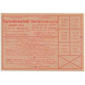 Galicja, kartka żywnościowa na cukier 1916