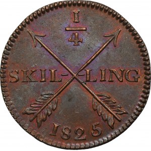 Sweden, Karl XIV Johann, 1/4 Skilling Stockholm 1825