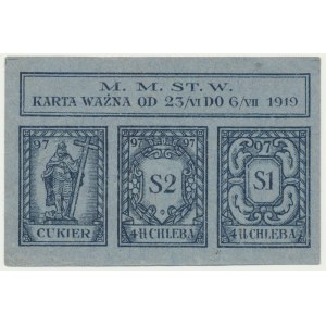 Warsaw, card for bread and sugar 1919 - 97 -.