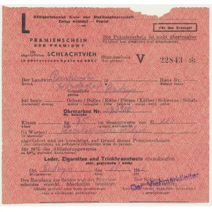 Radzyń, Generalna Gubernia, bon premiowy na skórę, papierosy i wódkę 1942