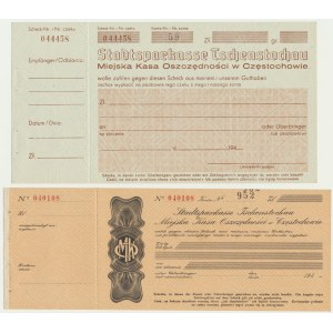 Częstochowa, checks of the Municipal Savings Bank (2 pieces).