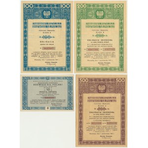 National Loan for the Development of Poland's Forces, set of 10-500 zloty 1951 bonds (4 pieces).
