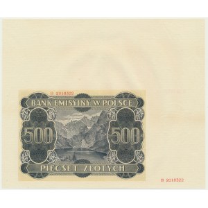 500 zloty 1940 - B - destruct with sheet fragment