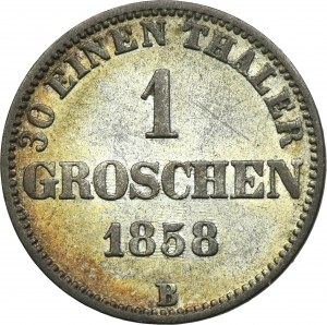 Niemcy, Wielkie Księstwo Oldenburga, Piotr II, 1 Grosz Hanower 1858 B