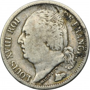France, Luis XVIII, 1/2 Franc Paris 1822 A - RARE