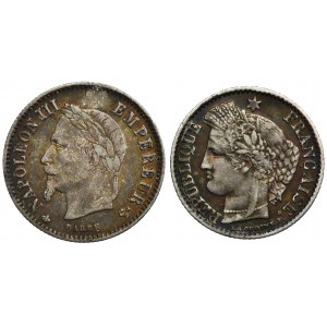Set, France, Napoleon III and Second Republic, 20 Centimes (2 pcs.)