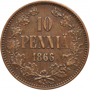 Finland, Autonomia, Alexander II, 10 Penniä Helsinki 1866